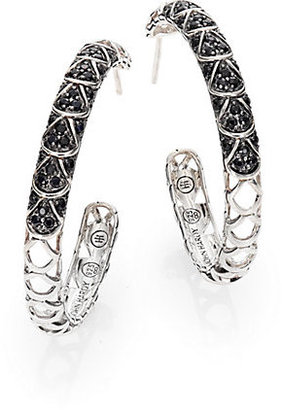 John Hardy Naga Black Sapphire & Sterling Silver Cutout Lava Hoop Earrings/1.3"