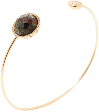 Semi-Precious Gemstone & Pave Diamond Circle Cuff Bracelet
