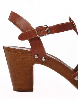 ASOS HOLLAND Leather T-Bar Heeled Sandals