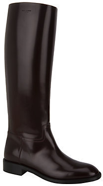 Saint Laurent Cavaliere Leather Knee-High Boot