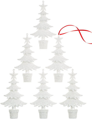 Holiday Lane Set of 6 Boxed White Tree Ornaments