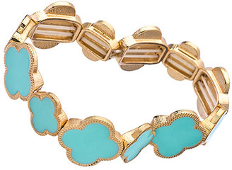 Blu Bijoux Gold and Turquoise Cloverleaf Stretch Bracelet