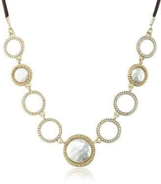 Nine West VINTAGE AMERICA "Calico Duo" Two-Tone Collar Necklace, 18"
