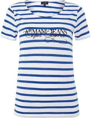 Armani Jeans Short sleeved striped logo t-shirt