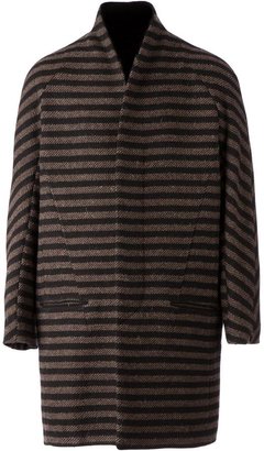 Haider Ackermann striped shawl collar coat