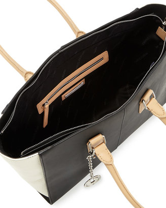 Charles Jourdan Kameron Two-Tone Leather Tote Bag, B&W