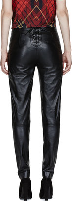 McQ Black Leather Snap-Placket Lace-Up Trousers