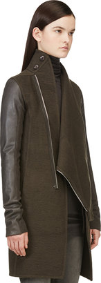 Rick Owens Brown Cashmere & Leather Exploder Coat
