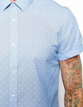 ASOS Smart Shirt In Short Sleeve With Diamond Spot Print