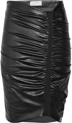 Willow Asymmetric faux-leather ruched skirt