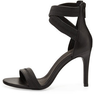 Joie Elaine Leather Ankle-Wrap Sandal, Black