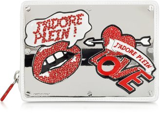 Philipp Plein Heartbeat Leather and Metal Clutch