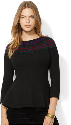 Lauren Ralph Lauren Plus Size Jacquard-Knit Peplum Sweater
