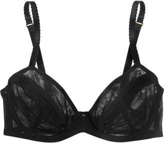 L'Agent by Agent Provocateur Fara zip-detailed stretch-tulle plunge bra