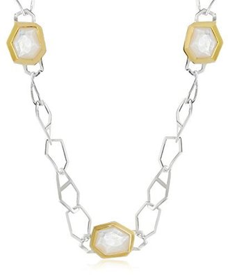 Kara Ross Kara Link" Sterling Silver and 18k Gold Accent with Mother-Of-Pearl Necklace