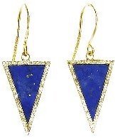 Jennifer Meyer Yellow Gold Diamond Lapis Inlay Triangle Earrings