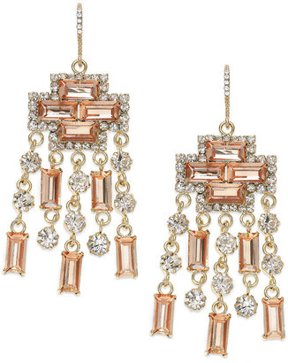 Charter Club Gold-Tone Topaz-Colored and Crystal Pave Chandelier Earrings