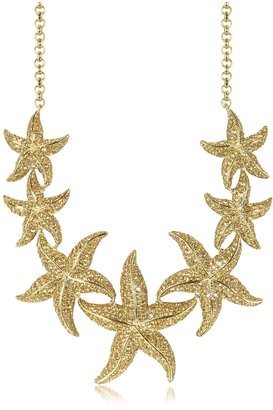 Roberto Cavalli Sea Life Gold Tone Metal Star Fish Necklace w/Crystals