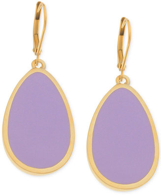 T Tahari Gold-Tone Lilac Oval Drop Earrings