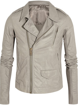Rick Owens Leather and ribbed-cotton biker jacket