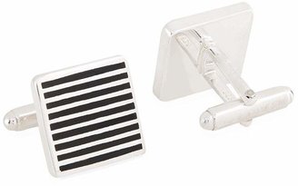 Carrs of Sheffield Silver Striped Square Enamelled Sterling Silver Cufflinks