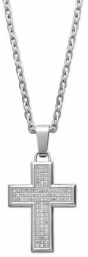Macy's Men's Diamond Cross Pendant Necklace in Stainless Steel (1/3 ct. t.w.)