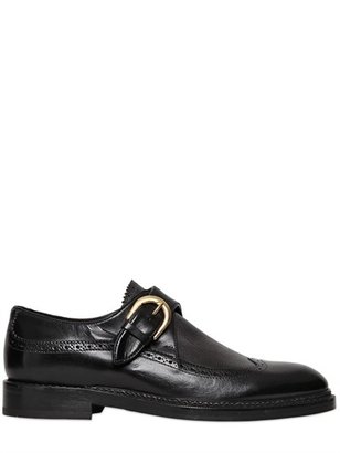 Brogue Leather Monk Strap Shoes