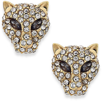 ABS by Allen Schwartz Gold-Tone Crystal Jaguar Stud Earrings