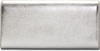 Saint Laurent Silver Metallic Leather Monogramme Clutch