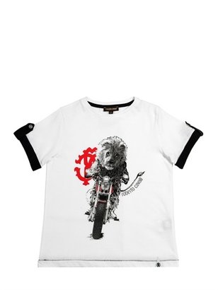 Roberto Cavalli Lion Printed Cotton T-Shirt
