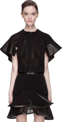 Thierry Mugler Black Net & Leather Kimono Top