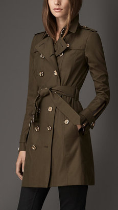 Burberry Mid-Length Leather Trim Gabardine Trench Coat - ShopStyle