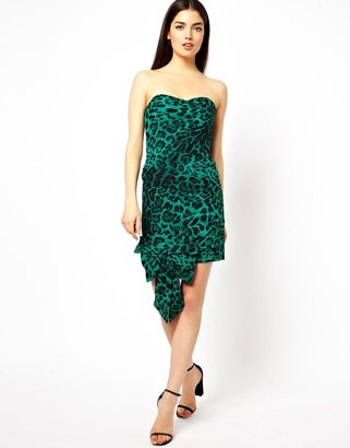 Forever Unique Leopard Strapless Dress - Jade
