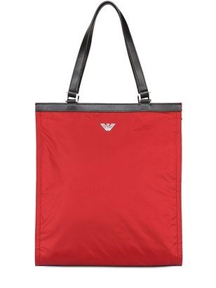 Emporio Armani Nylon Tote Bag With Leather Details