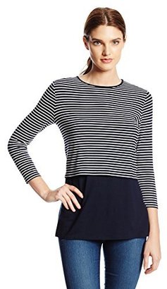 Vince Camuto Women's Long Sleeve Tropic Stripe Top with Cami