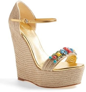 Gucci 'Carolina' Jeweled Wedge Sandal (Women)
