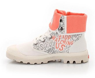 Palladium Printed High Top Lace-Up Canvas Trainers, Contrasting Cuff