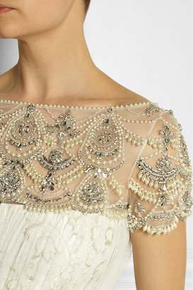 Marchesa Embellished tulle and lace gown