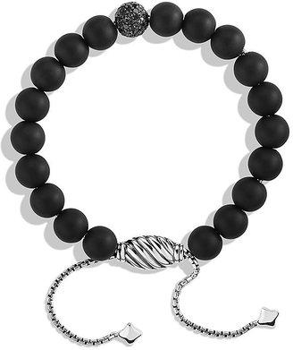 David Yurman Spiritual Beads Black Onyx Bracelet with Black Diamonds
