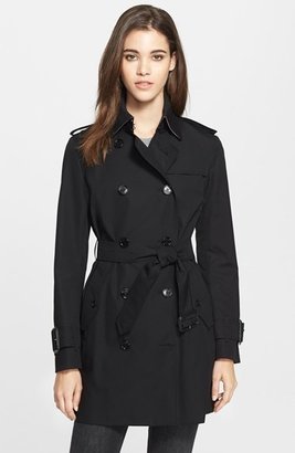 Burberry 'Marystow' Double Breasted Poplin Short Trench Coat