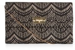New Look Black and Gold Lace Twist Lock Clutch