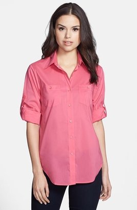 Foxcroft Button Pocket Roll Sleeve Shirt (Petite)
