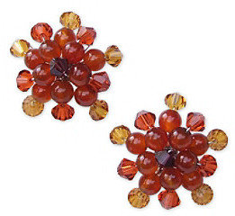 Novica Ginger Star Blossoms" Carnelian Button Earrings