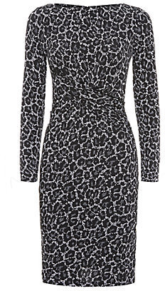 MICHAEL Michael Kors Leopard Print Lace Faux Wrap Dress