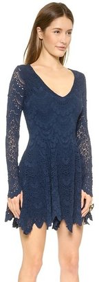 Nightcap Clothing Spanish Lace Deep V Fit and Flare Dress