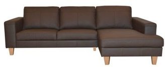 Ben de Lisi Home Chocolate brown leather 'Cara' right hand facing chaise corner sofa with light wood feet