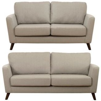 Debenhams Set of large and small beige 'Nathan' sofas with light wood feet