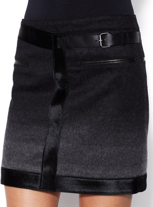 Helmut Lang OmbrÃ© Leather Detail Mini Skirt