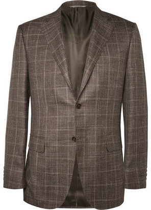 Canali Brown Checked Wool and Silk-Blend Blazer