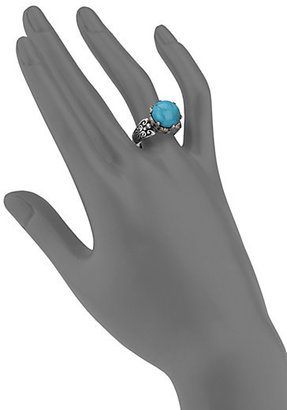 Konstantino Hermione Turquoise, 18K Yellow Gold & Sterling Silver Large Bezel Ring